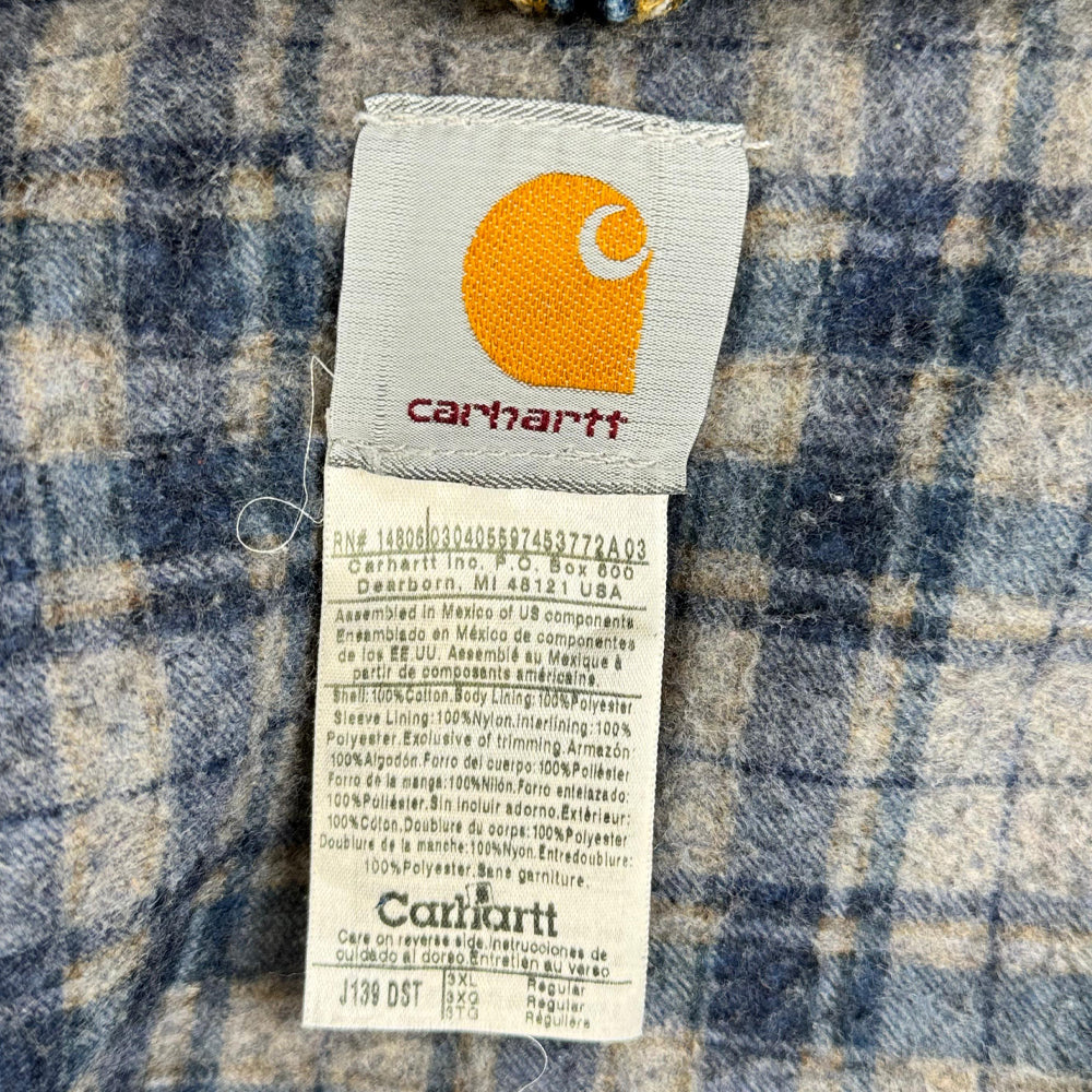 OG Vintage Carhartt Denim Hooded Jacket, VR1138 - Blue with Plaid Interior